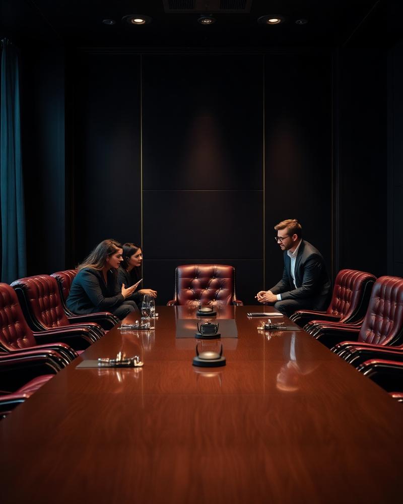 Marketing team in luxury boardroom